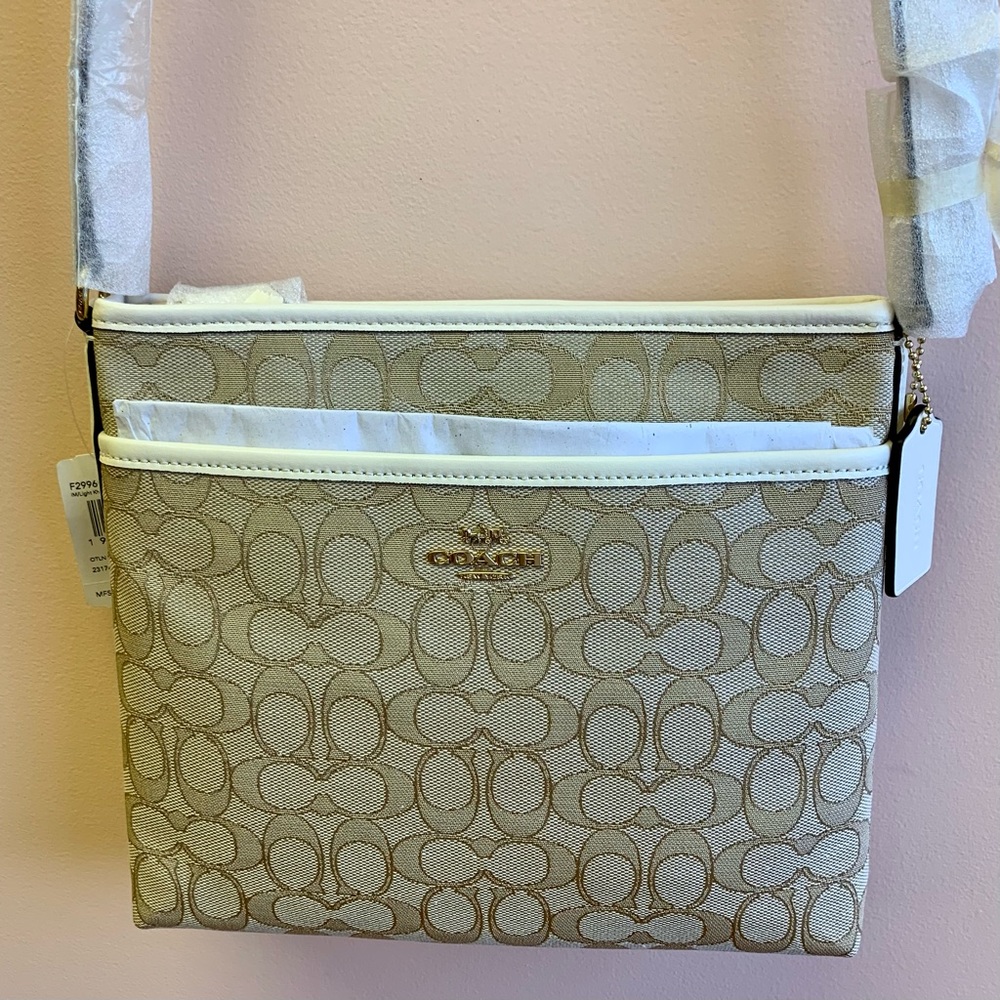 NWT Coach Signature Canvas File Crossbody Bag